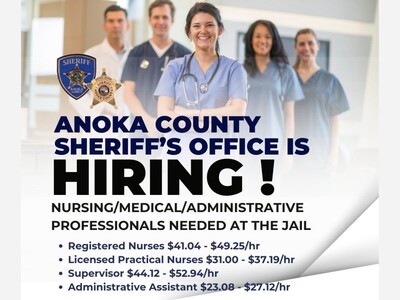 Anoka County Sheriff's Office Extends Correctional Health Job Postings, Announces Updated Salaries