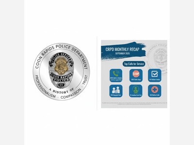 Coon Rapids Police Department Releases September 2025 Monthly Call Data
