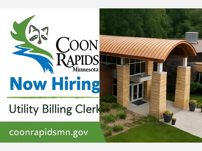 City of Coon Rapids Opens Hiring for Full-Time Utility Billing Clerk