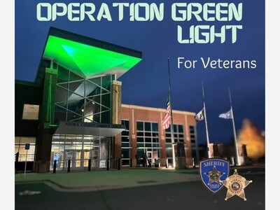 Anoka County Sheriff’s Office Illuminates Green for Veterans Week in Support of ‘Operation Green Light’