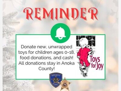 Anoka County Sheriff’s Office Collecting Holiday Donations for Annual “Toys for Joy” Drive