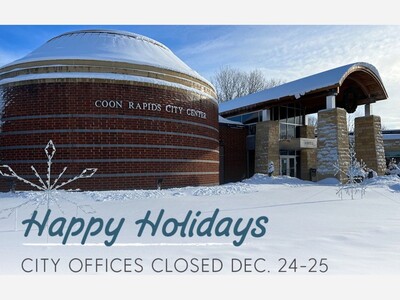 City of Coon Rapids offices, Recycling Center closed Dec. 24–25 for Christmas holiday