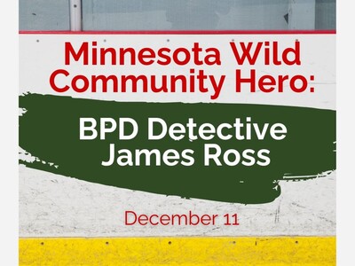 Blaine Detective James Ross Honored as Minnesota Wild Community Hero for Distinguished Service