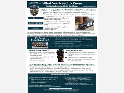 Anoka Police Clarify Role in Immigration Enforcement With Public Information Guide