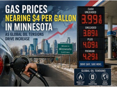 MINNEAPOLIMEDIA NEWS | Gas Prices Nearing $4 Per Gallon in Minnesota as Global Oil Tensions Drive Increase