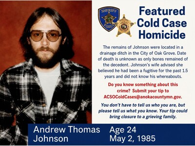 MINNEAPOLIMEDIA NEWS | 41 Years Later, Oak Grove Cold Case Remains Unresolved: The Death of Andrew Thomas Johnson