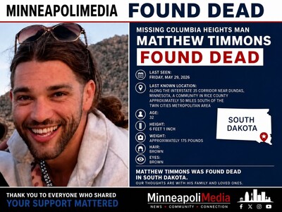 MINNEAPOLIMEDIA NEWS | Missing Columbia Heights Man Matthew Timmons Found Dead in South Dakota, Ending Multi-State Search