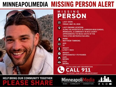 MINNEAPOLIMEDIA MISSING PERSON ALERT | Regional Search Underway for Missing Columbia Heights Man Last Seen Driving on Interstate 35