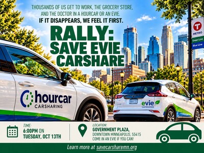 MINNEAPOLIMEDIA NEWS | Minneapolis Rally Calls for Saving Evie and Hourcar as Carshare Shutdown Approaches